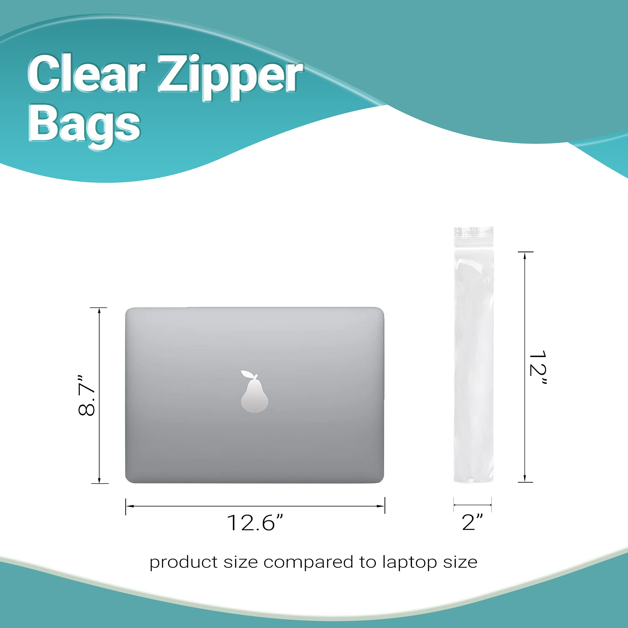 APQ 2x12 Inch Clear Reclosable Zipper Bags - 1000 Pack of 2 Mil Thick Waterproof Plastic Storage Bags with Secure Zipper Closure | Jewelry, Crafts, Industrial & Household Organization | Perfect for Beads, Small Parts, Snacks & Travel Essentials