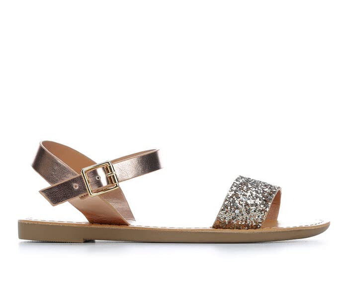 Girls' Summer Open Toe Sandals - Flat Dress Shoes for Toddler, Little Kid & Big Kid | SODA BIG BOSS Rose Gold | Size 4 & 4 Big Kid | Perfect for Beach, Pool & Casual Outings