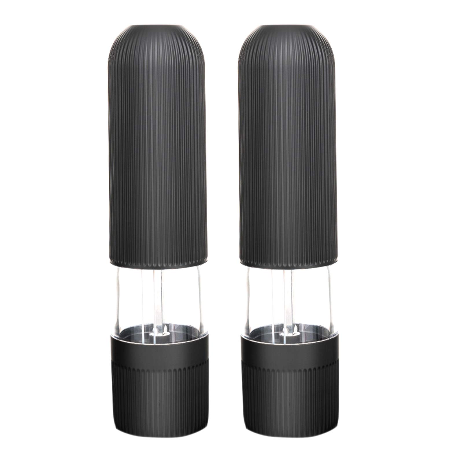 Premium Electric Salt and Pepper Grinder Set - Adjustable Coarseness, One-Hand Battery Operated with LED Light - Automatic Refillable Spice Mill for Kitchen, Dining & Camping (2 Pack)