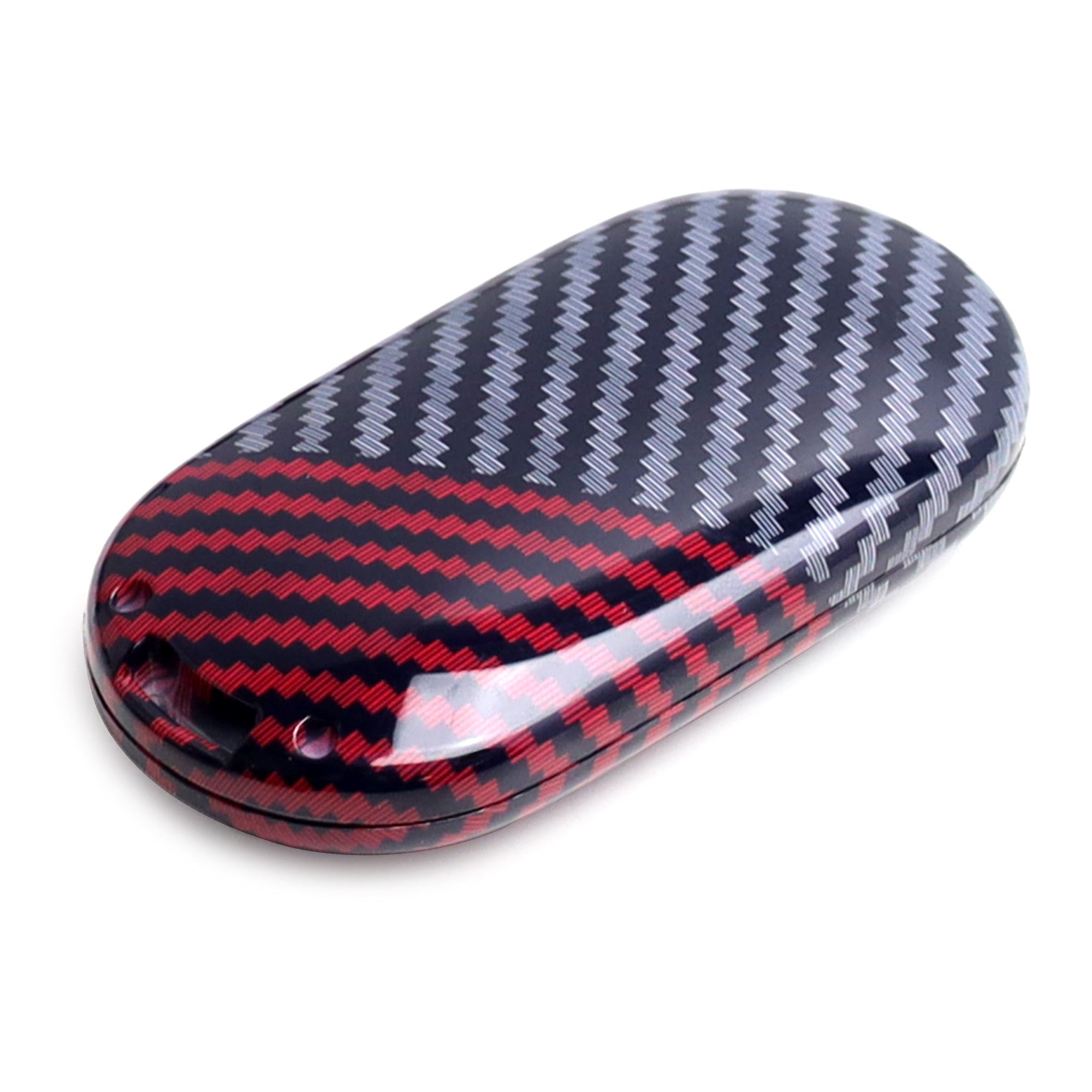Black & Red Carbon Fiber Key Fob Cover Case for Mercedes-Benz Oval Keys - Durable Plastic Shell Protector for Keyless Entry Remote - Perfect for Everyday Use, Car Enthusiasts & Gift Giving