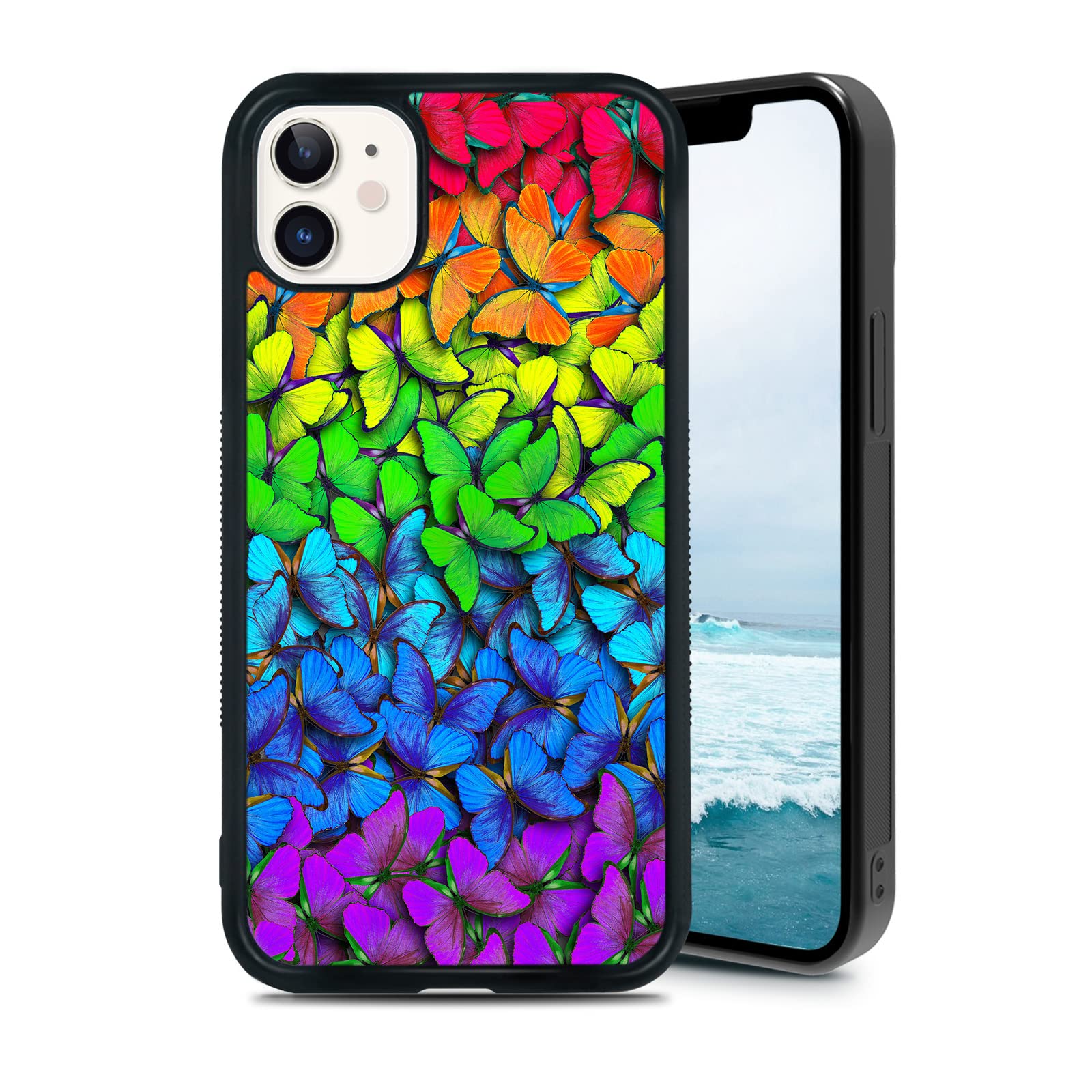 Shockproof Butterfly Phone Case for iPhone 11 - UV Printed Protective Cover with Christmas Design (6.1 Inch) | Purple, Blue & Red Color Options | Perfect Gift for Women, Girls & Men | Ideal for Holiday Gifting, Everyday Protection & Fashion Accessory