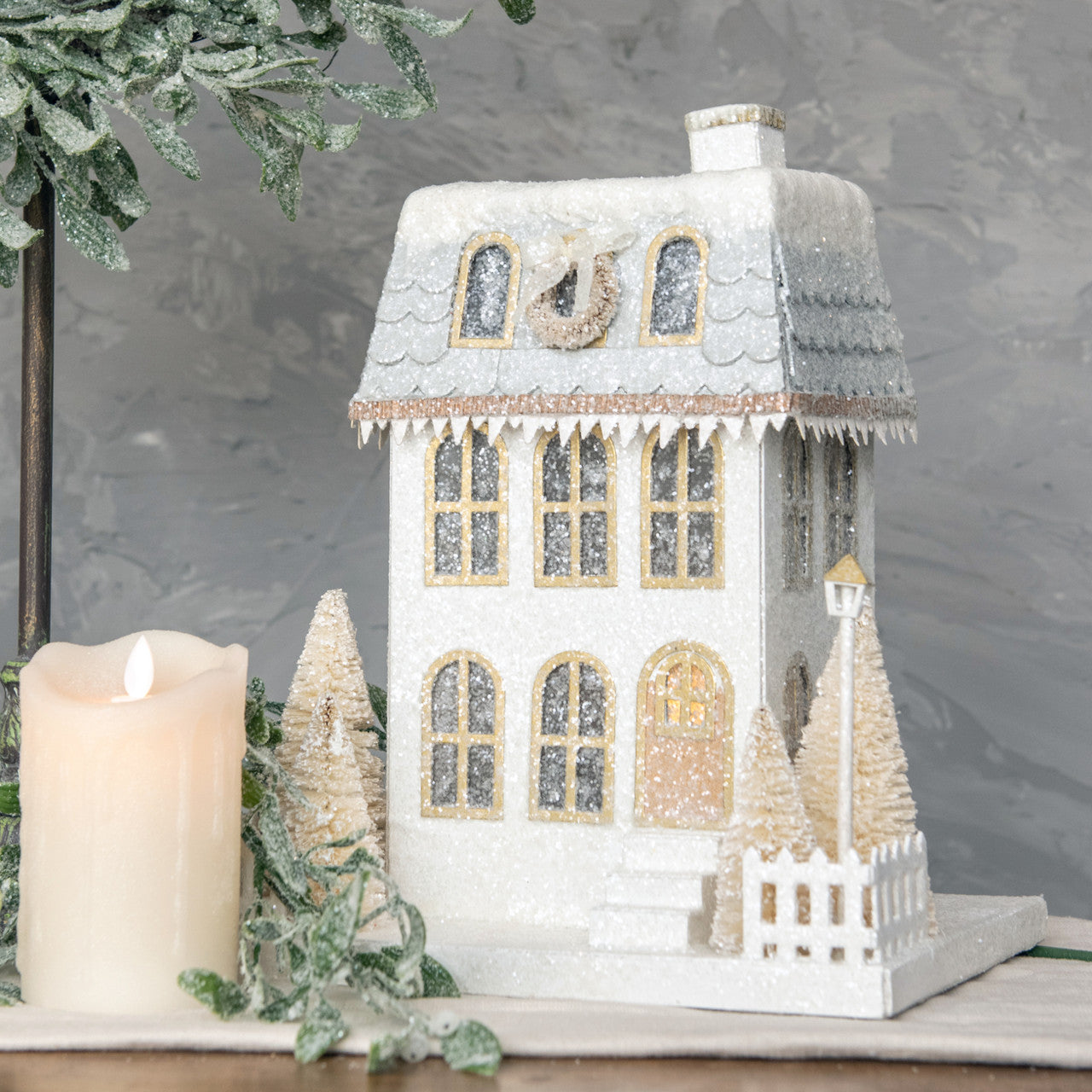 LED Light Up Townhouse - Miniature Fairy House for Home Decor, Garden, and Christmas Village Display | Perfect for Holiday Displays, Fairy Gardens, and Tabletop Decorations