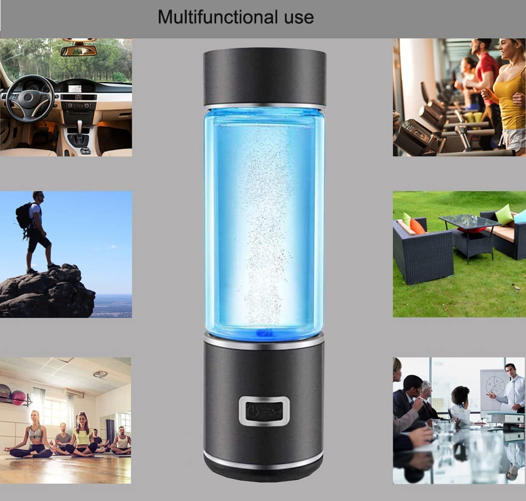 Portable Hydrogen-Rich Water Bottle with SPE PEM Technology - USB Rechargeable Alkaline Water Ionizer Generator for Home, Office & Travel - Glass Hydrogen Water Cup for Health & Hydration | Perfect for Gym, Hiking & Daily Wellness