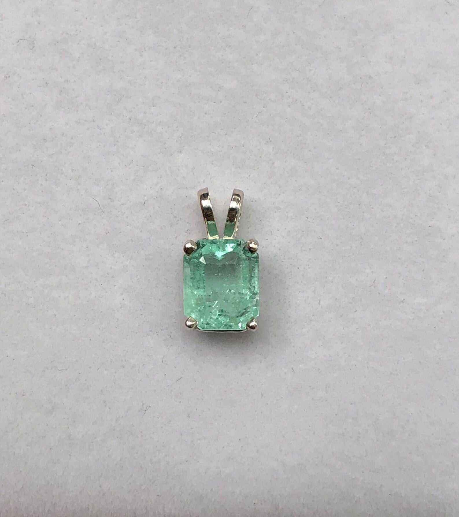 1.46 Carat Natural Emerald Silver Necklace - Bright Rich Green Gemstone, 4 Prong Solitaire with Double Bail Pendant | Perfect for Weddings, Anniversaries & Special Occasions