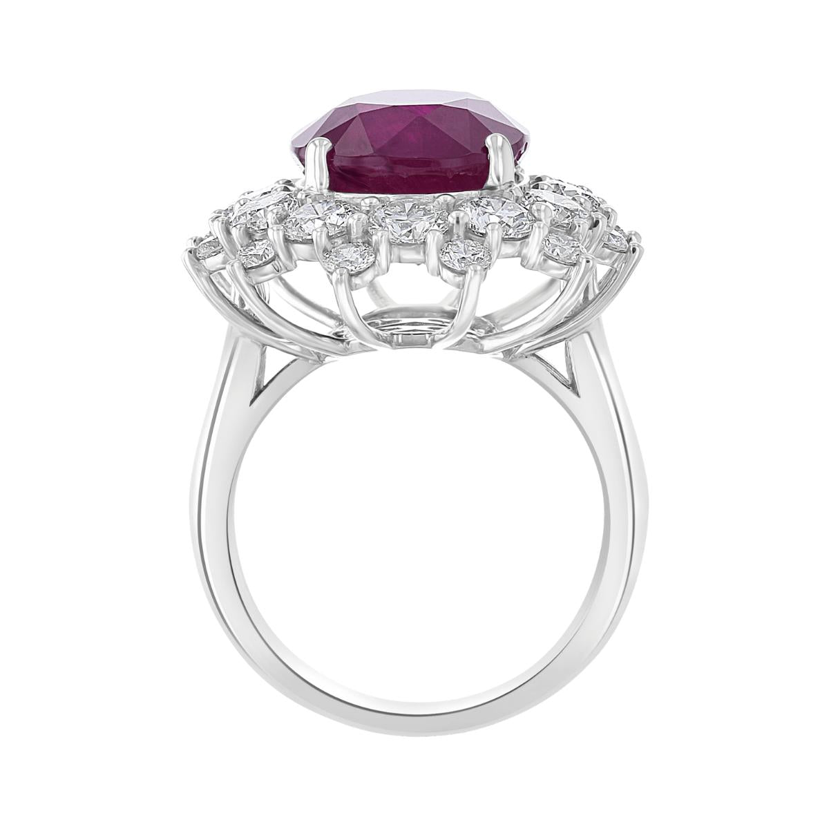 18KT Gold 10.33 CT Ruby & 3.53 CTW Diamond Oval Halo Ring for Women - Elegant Engagement, Wedding, Anniversary Jewelry Gift