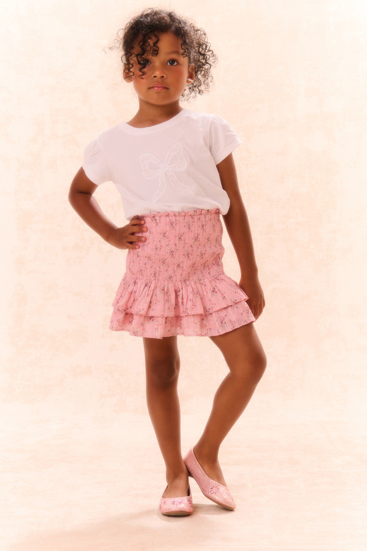 Girls' Tilliat Cotton Bow Tee - Soft & Comfortable Short Sleeve T-Shirt for Kids - Perfect for School, Playdates & Everyday Wear