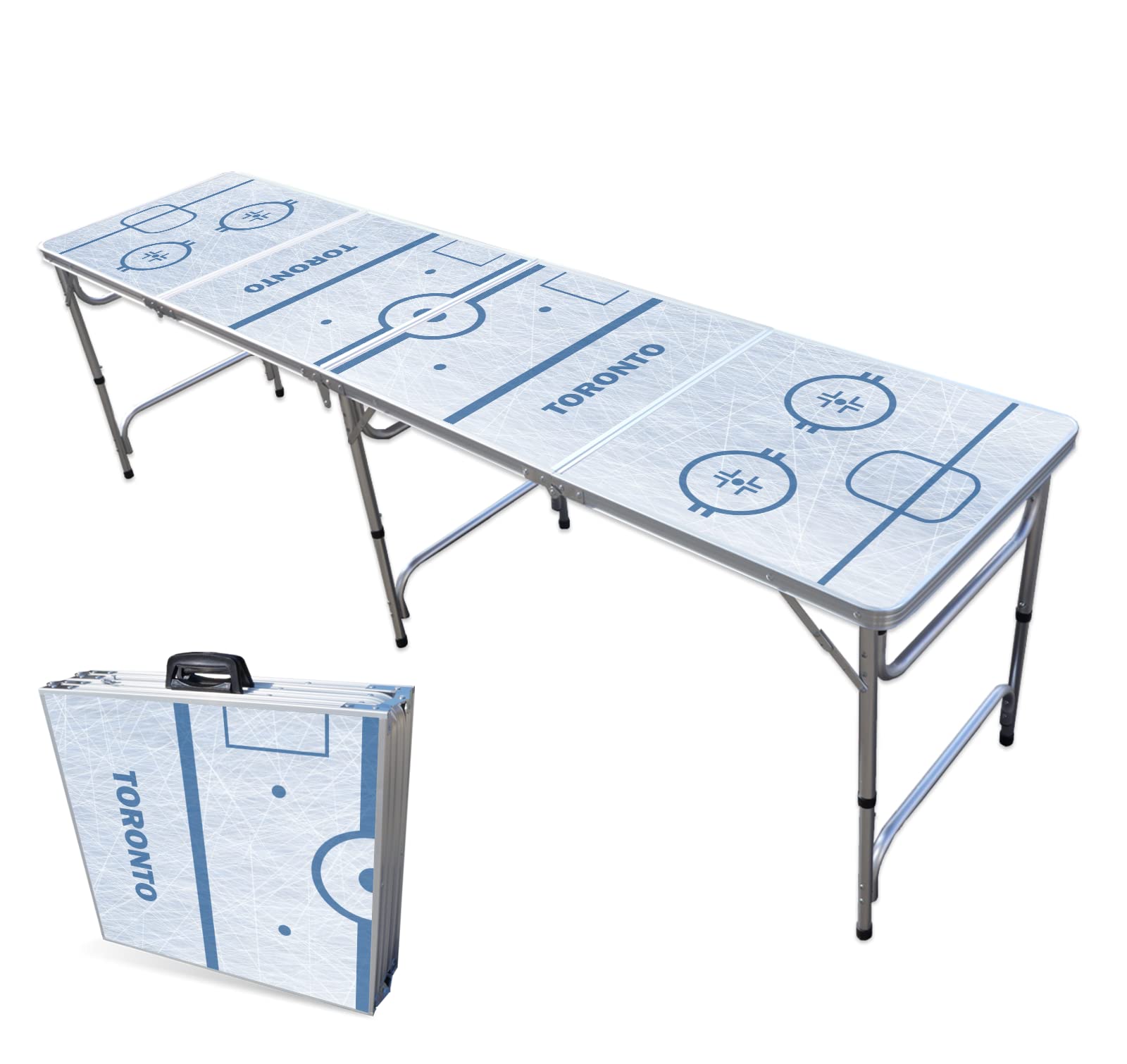 PARTYPONG 8-Foot Folding Portable Beer Pong Table with LED Lights & Optional Cup Holders - Perfect for Parties, Tailgates & Game Nights (Multiple Models Available)