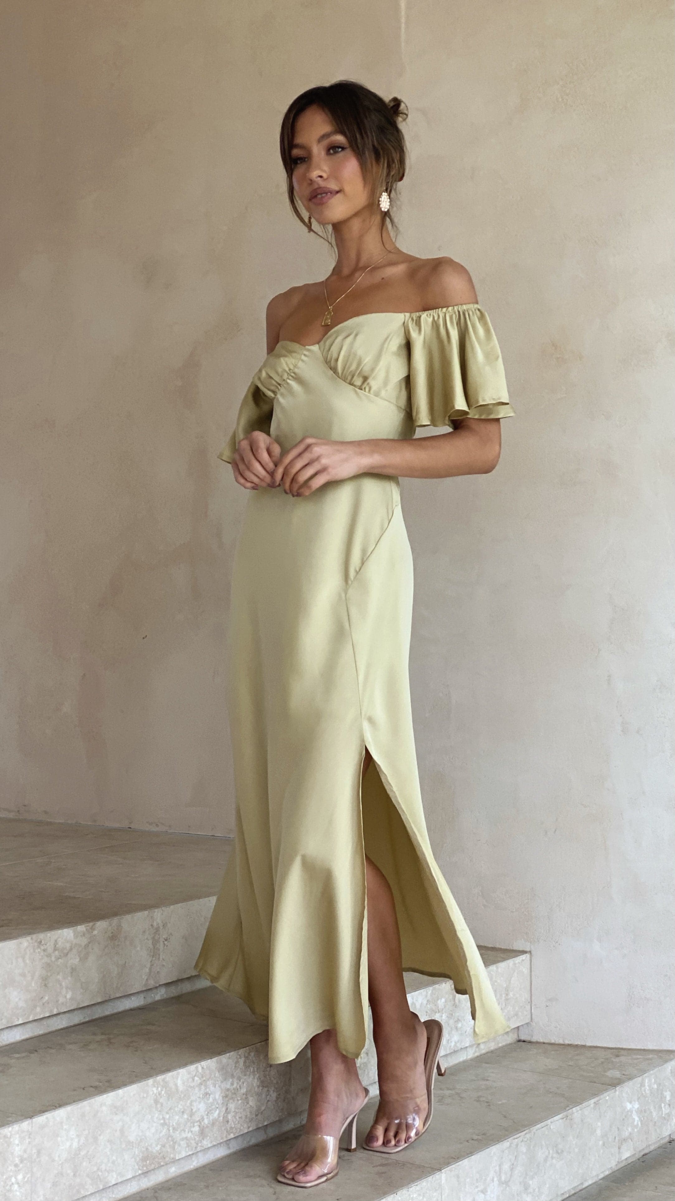 Louisa Midi Dress in Olive Green - Elegant Casual & Office Wear for Women | Perfect for Spring Summer Outfits, Date Nights & Work Attire
