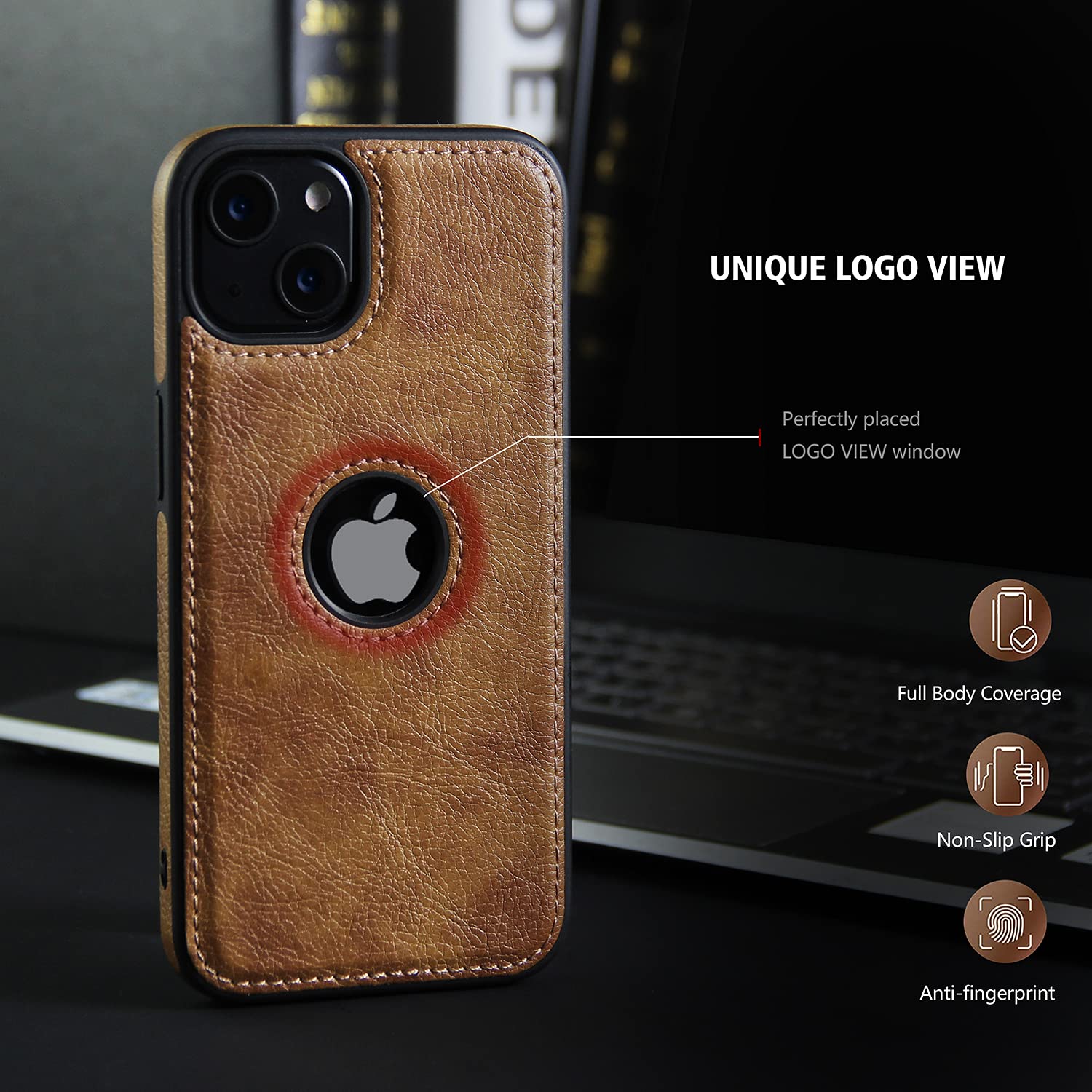 Premium Luxury Leather Phone Case for iPhone 13 Pro Max - Ultra Slim Full Body Protection with Non-Slip Grip (6.7 Inch, Brown) | Perfect for Business Professionals & Everyday Elegance