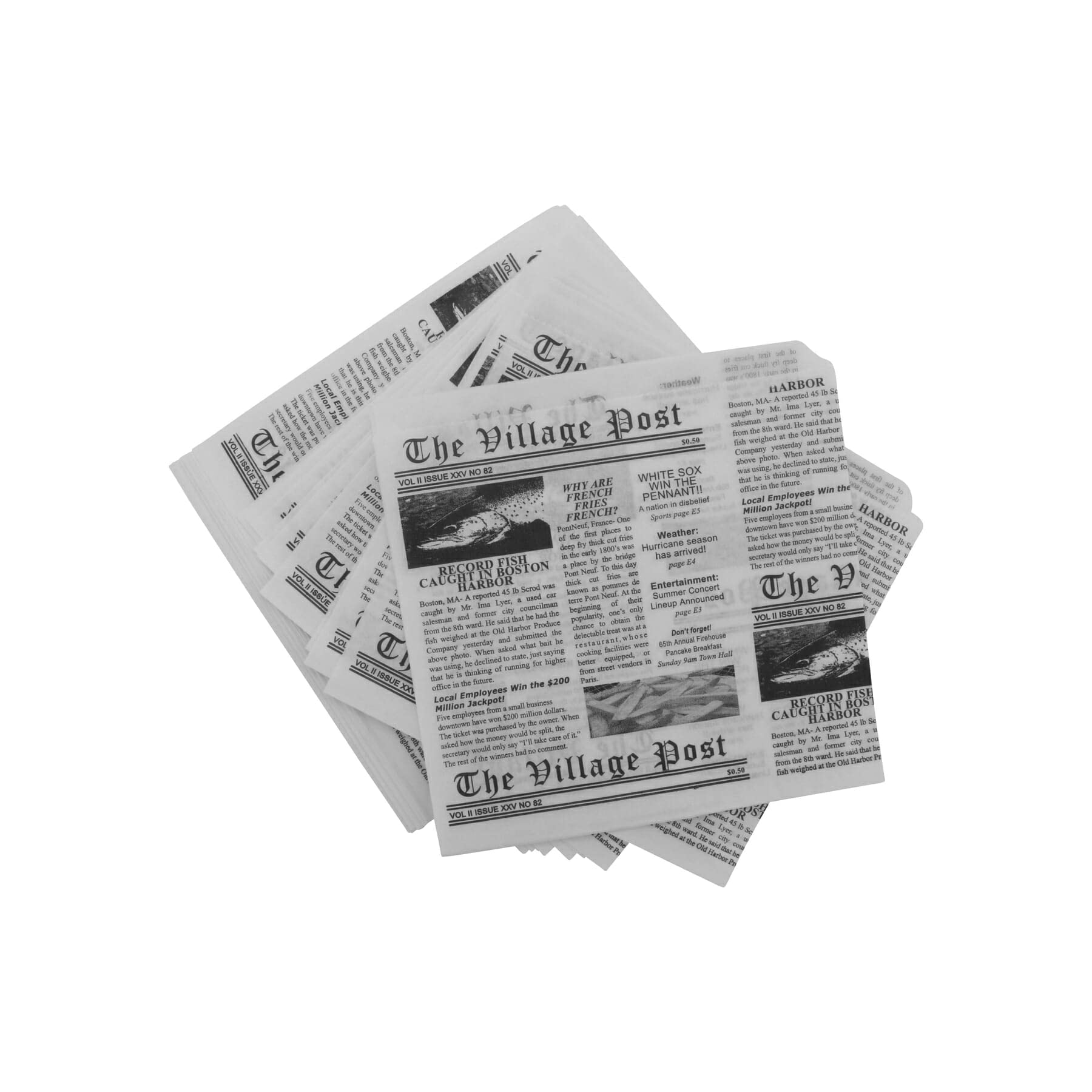 G.E.T. 4-T3000 White Food-Safe Cone Basket Liners - 2000 Pack of Deli Wrap Paper, Newspaper Themed Tissue Liners for Bakery, Ice Cream, and Takeout Food Service
