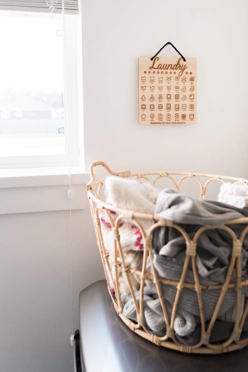 Charming Wooden Laundry Room Sign with Engraved Symbol - Perfect Laundry Decor & Thoughtful Gift for Women | Ideal for Home, Apartment, Laundry Room Wall Decor