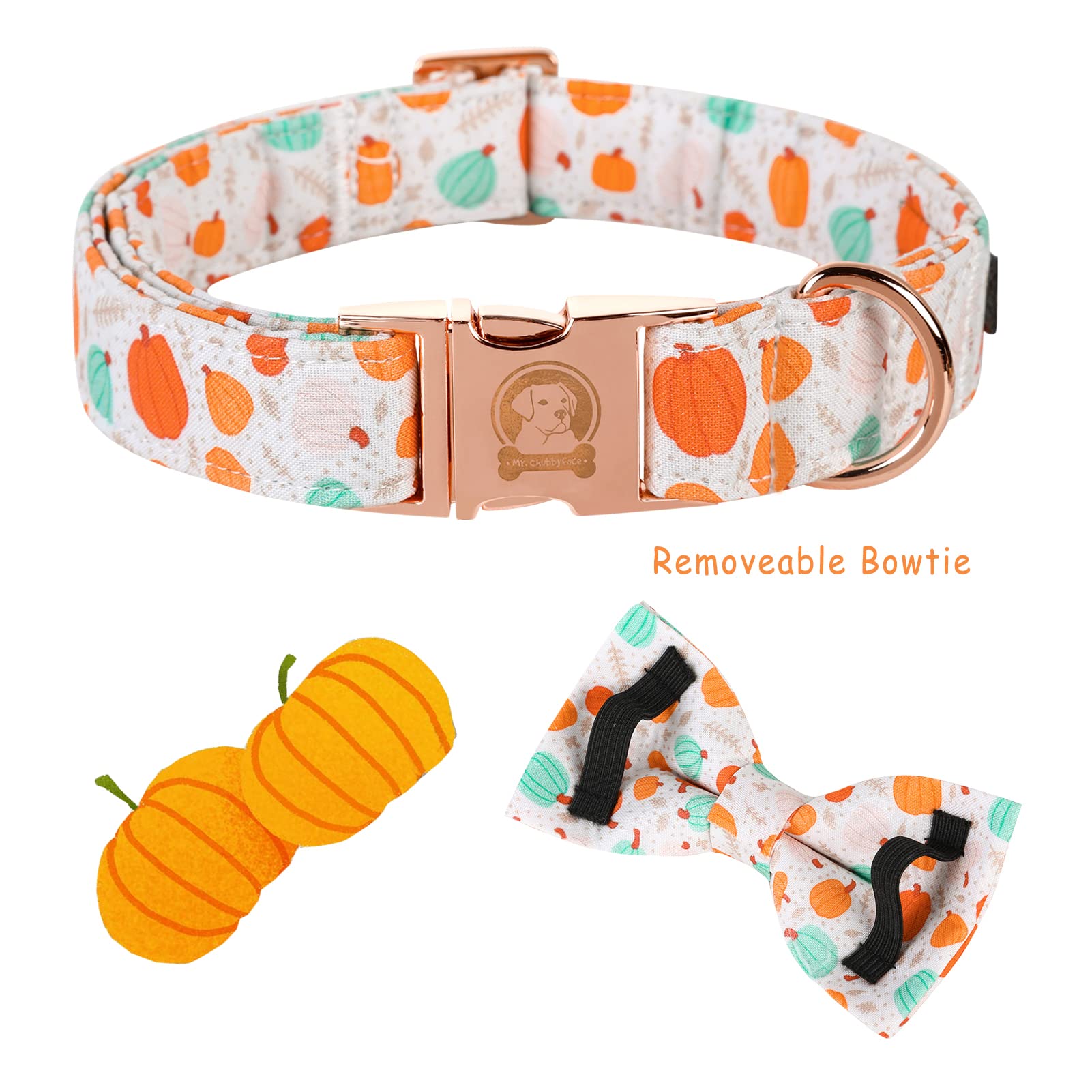 Halloween Dog Collar Bow Tie - Adjustable Pumpkin Pet Collar for Small Medium Large Dogs | Cute Costume Accessory for Puppies & Adult Dogs | Perfect for Halloween Parties & Pet Photo Shoots