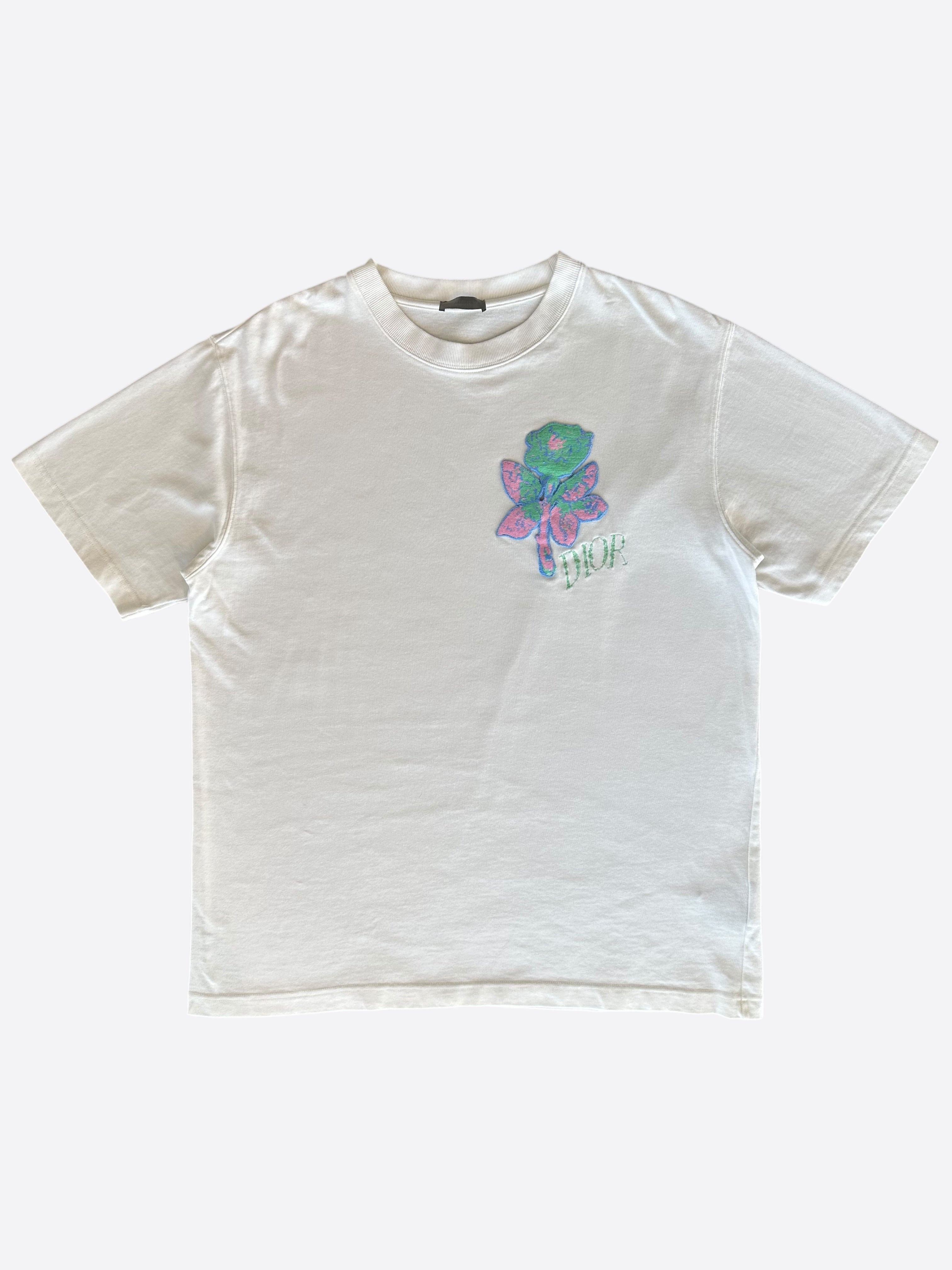 Dior Alex Fonton White Floral Embroidered T-Shirt for Women - Elegant Casual Wear for Parties, Dates & Everyday Outfits