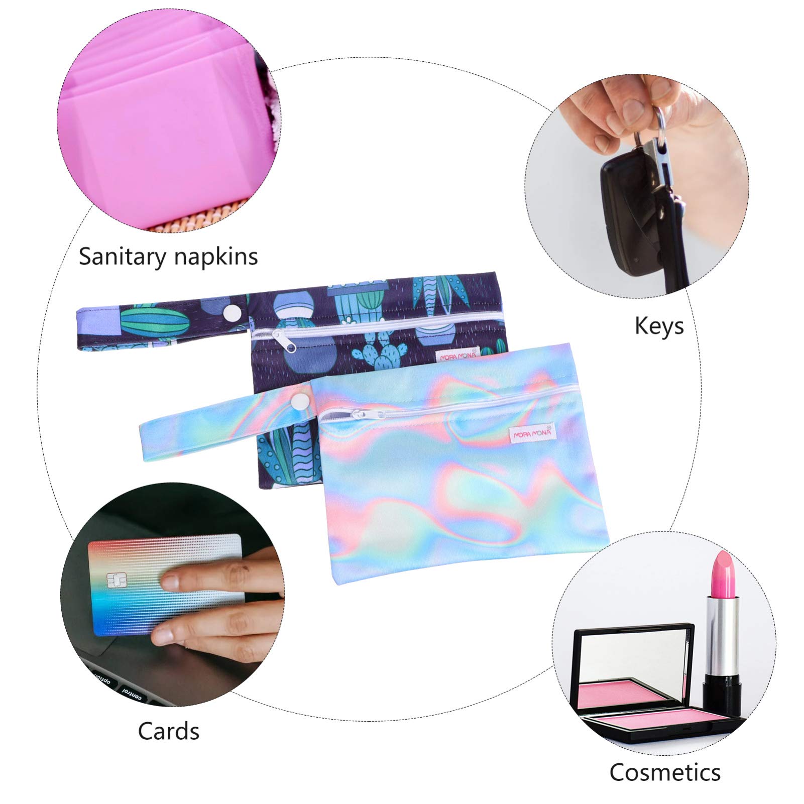 2 Pack Zippered Menstrual Pad Organizer Bags - Portable & Leak-Proof Period Pouch for Travel, Gym, School & Work - Polyester Storage Bag for Sanitary Napkins & Feminine Hygiene Products