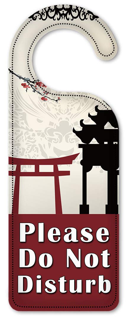 Asian-Inspired Art Plates 'Do Not Disturb' Door Knob Hanger Sign - Perfect for Hotels, Bedrooms & Privacy