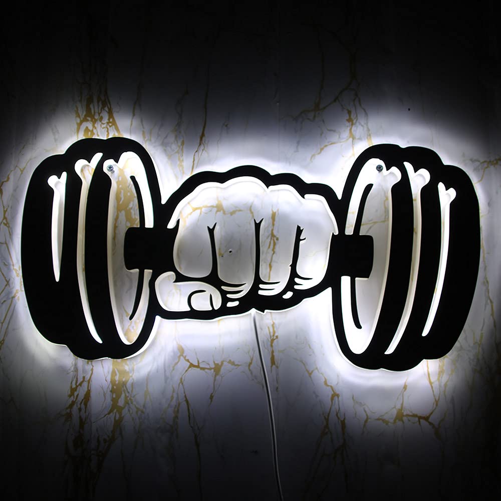 Geek Alerts LED Dumbbell Wall Light - 3D Fitness Room Decor for Home Gym, Workout Room & Man Cave - Cool LED Lighting Artwork for Strength Training Enthusiasts | Perfect for Gym Wall Decor & Motivational Workout Space
