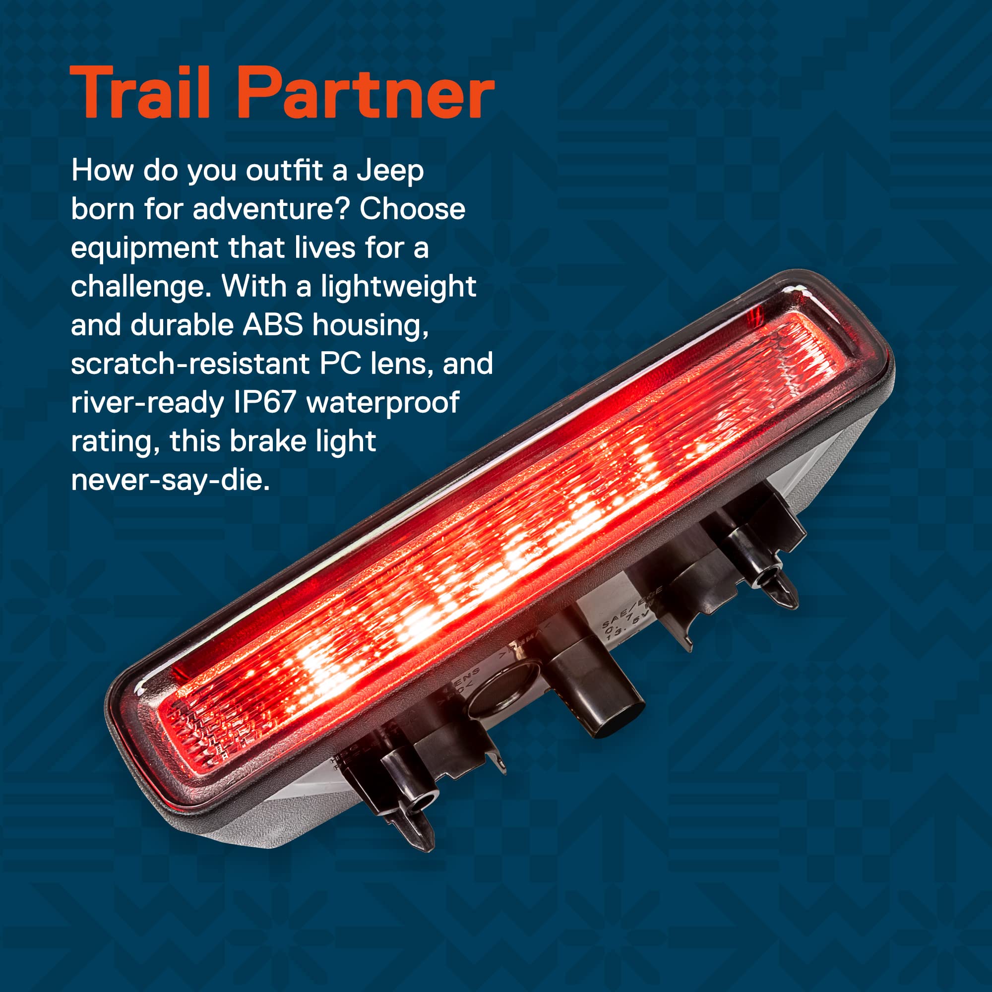 TRUE MODS LED Third Brake Light Replacement for Jeep Wrangler JL 2018+ | Smoked Lens, Plug-n-Play, IP67 Waterproof, Diffused LED | Compatible with Jeep Wrangler JL Accessories | Perfect for Off-Roading & Night Driving