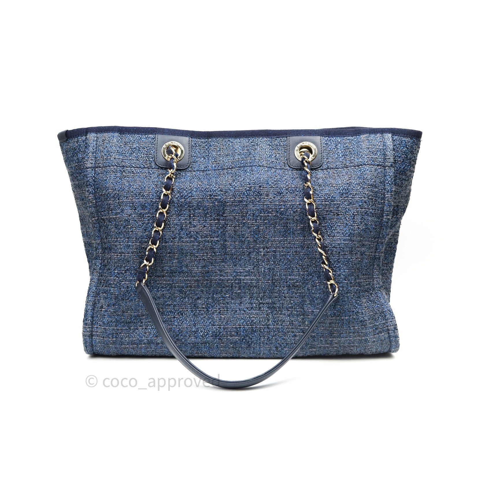 Chanel Navy Blue Canvas Deauville Medium Tote Bag - Luxury Designer Handbag for Women, Perfect for Work, Travel & Everyday Use