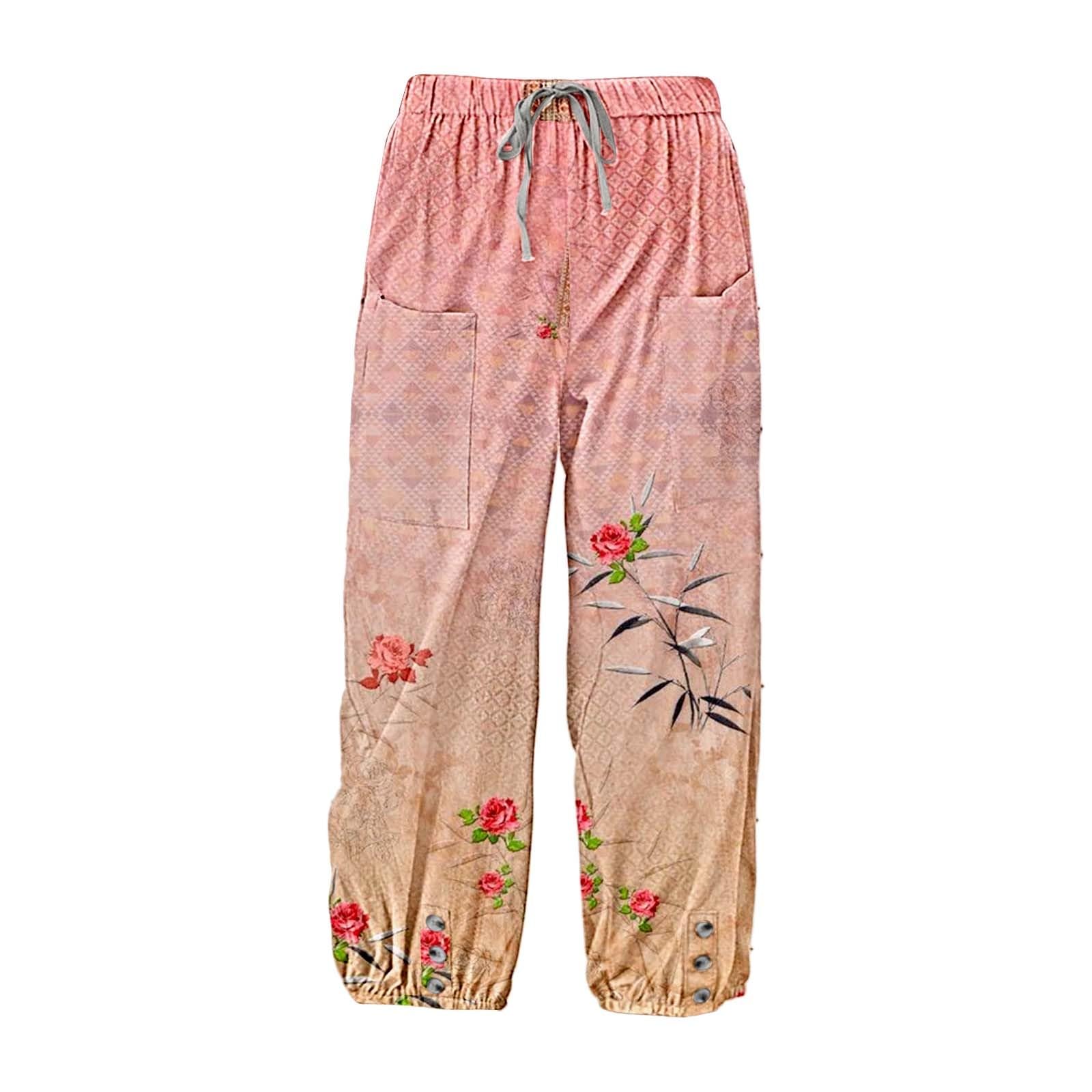 Women's High Waist Cargo Pants - Printed Elastic Wide Leg Trousers with Quick Dry Fabric | Outdoor Hiking, Travel & Casual Wear Sweatpants for Women