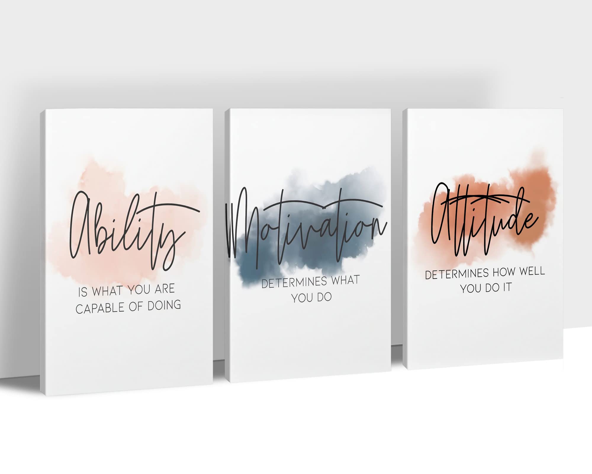 3-Panel Motivational Wall Art for Office & Home - Inspirational Quotes Canvas Prints (12”x18”x3Pcs) - Ability Motivation Attitude Positive Affirmations - Perfect for Office Decor, Home Office & Workspace Inspiration
