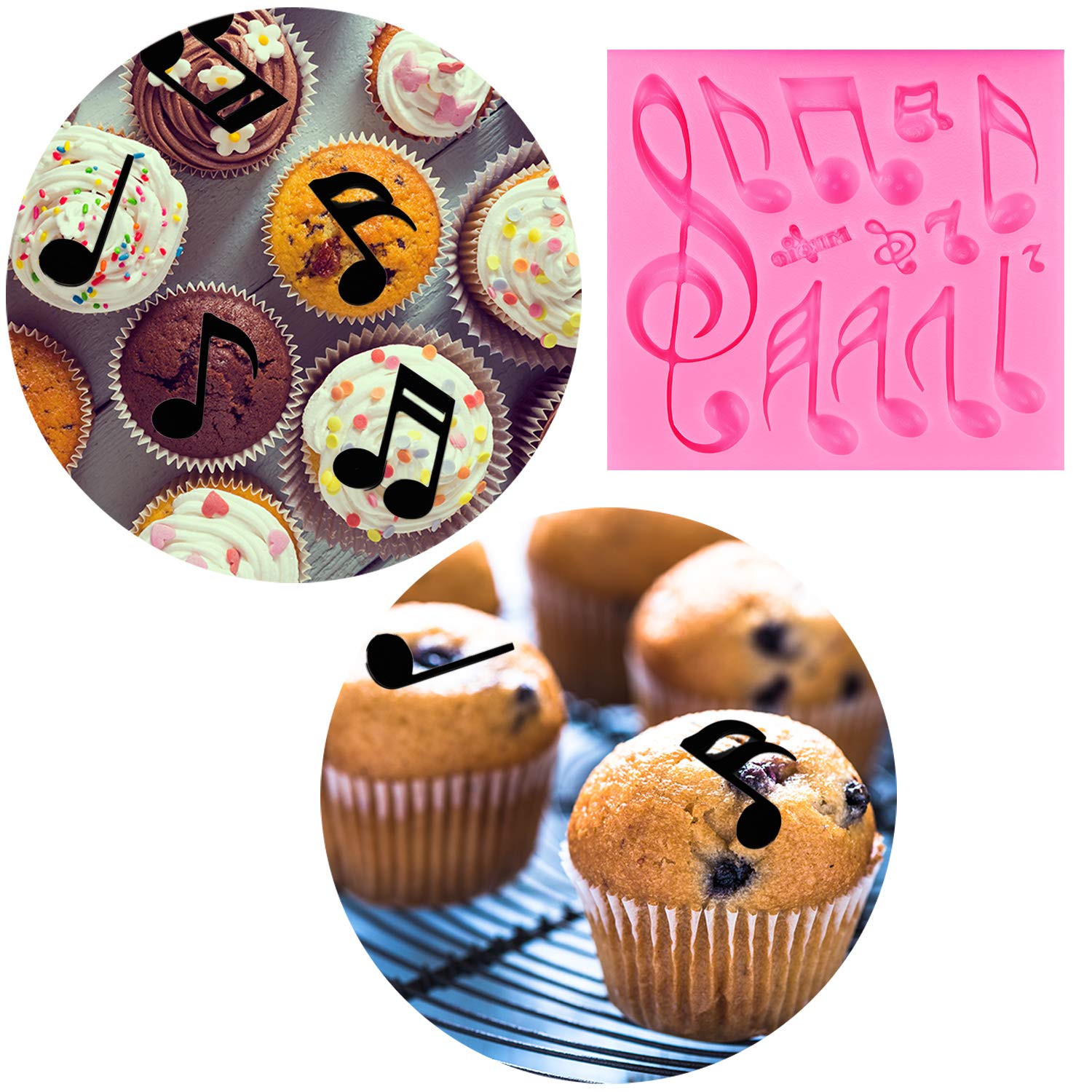 3-Piece Silicone Music Note Fondant Mold Set - Cake Decorating Tools for Musical Theme Cakes, Cookies & Cupcakes (Ideal for Birthday Parties, Wedding Cakes & Baking Enthusiasts)