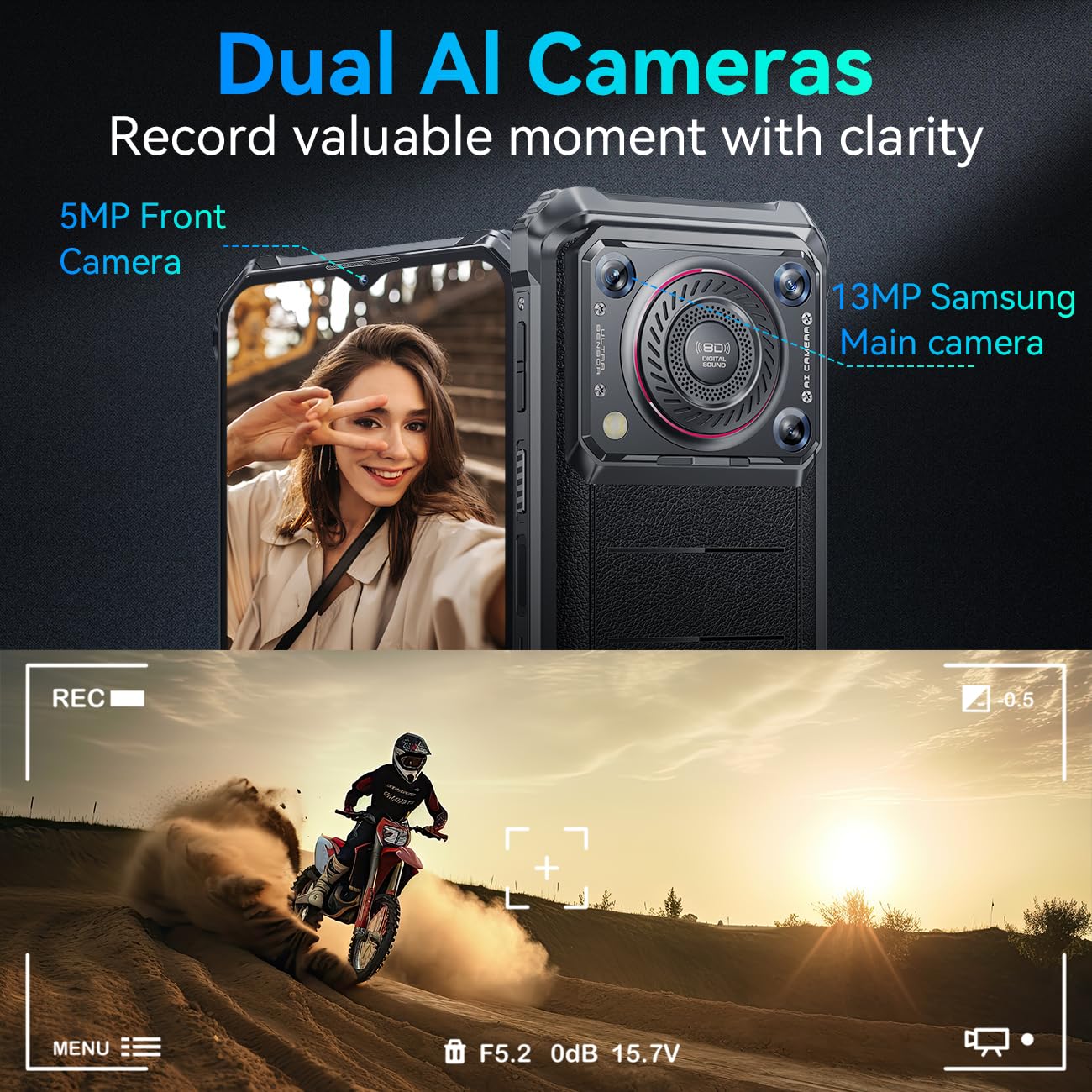 OUKITEL WP36 2024 Rugged Smartphone - 10600mAh Battery, 128dB Loud Speaker, 16GB+128GB, 6.52