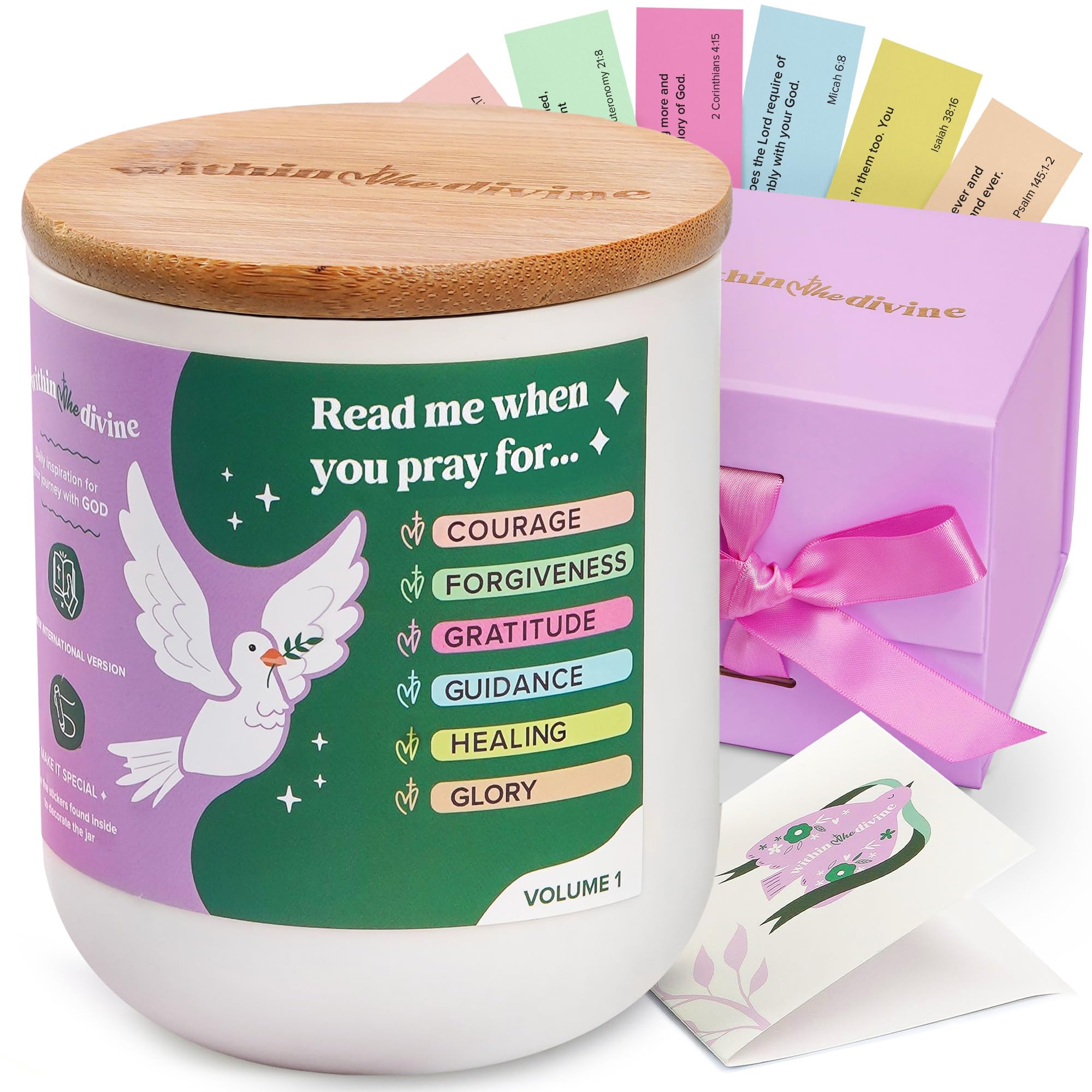 Inspirational Bible Verse Prayer Jar - 120 Color-Coded Scripture Cards for Daily Devotion, Christian Gift for Women & Men (Perfect for Easter, Bible Study & Encouragement)