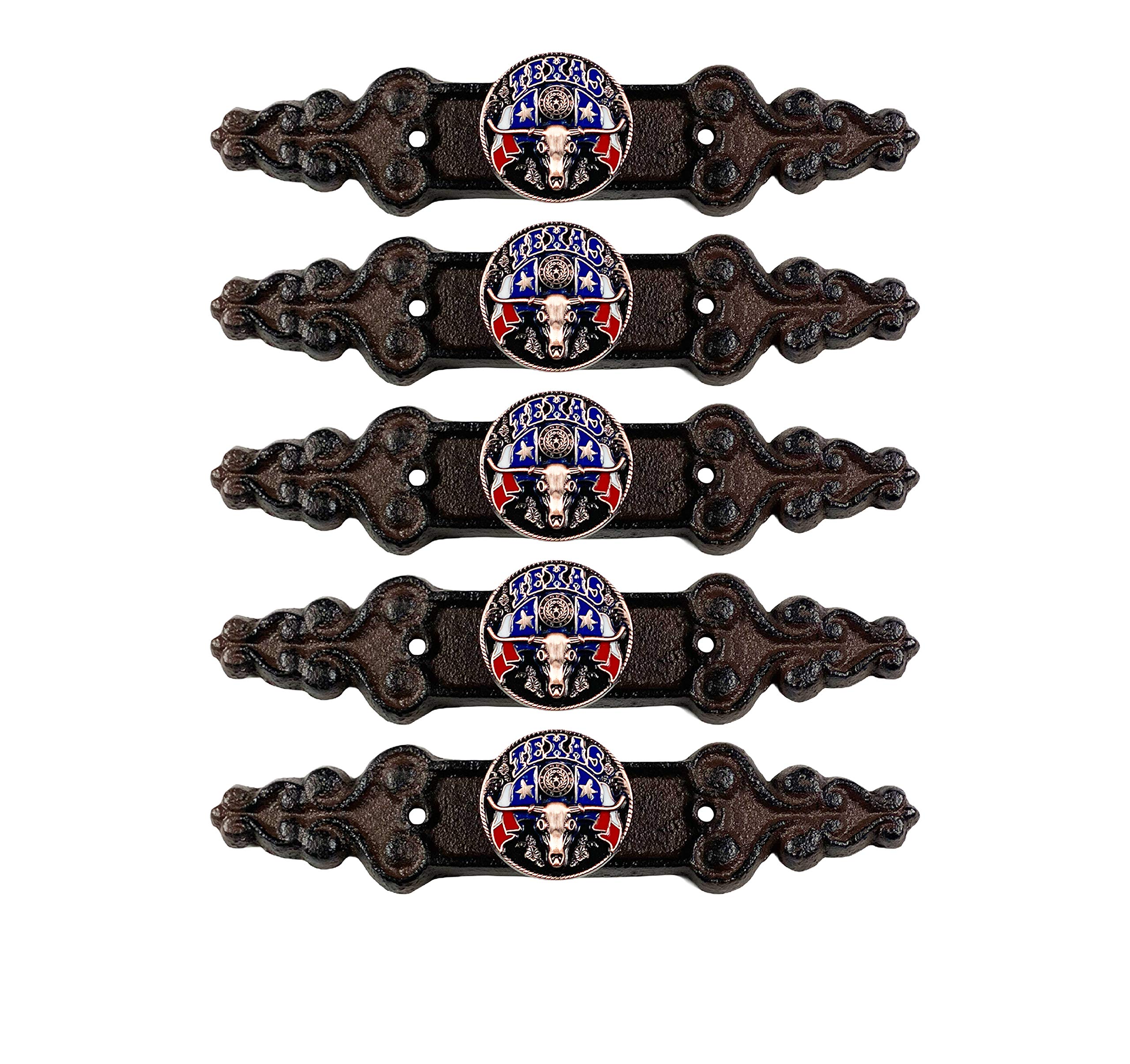 Vintage Cast Iron Texas Longhorn Concho Knobs - Rustic Kitchen Cabinet Handles & Drawer Pulls for Farmhouse Decor, Western Dresser Hardware - Perfect for Country Home, Ranch Style Cabinets & Western Themed Interiors