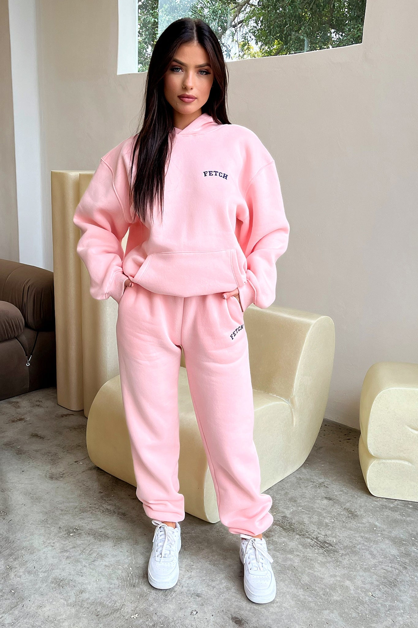 Fetch University Trackies - Soft Pink Joggers for Women, Comfortable Lounge Pants, Casual Athletic Wear for Yoga, Running & College Campus Life