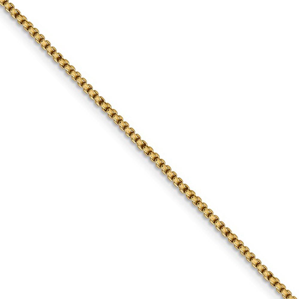 1.5mm 14k Yellow Gold Hollow Round Box Chain Necklace - The Black Bow - Perfect for Everyday Wear & Special Occasions