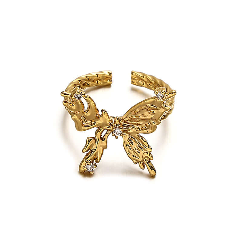 18K Gold Chunky Butterfly Cocktail Rings for Women - Elegant Statement Jewelry for Parties, Weddings & Special Occasions | QT2304