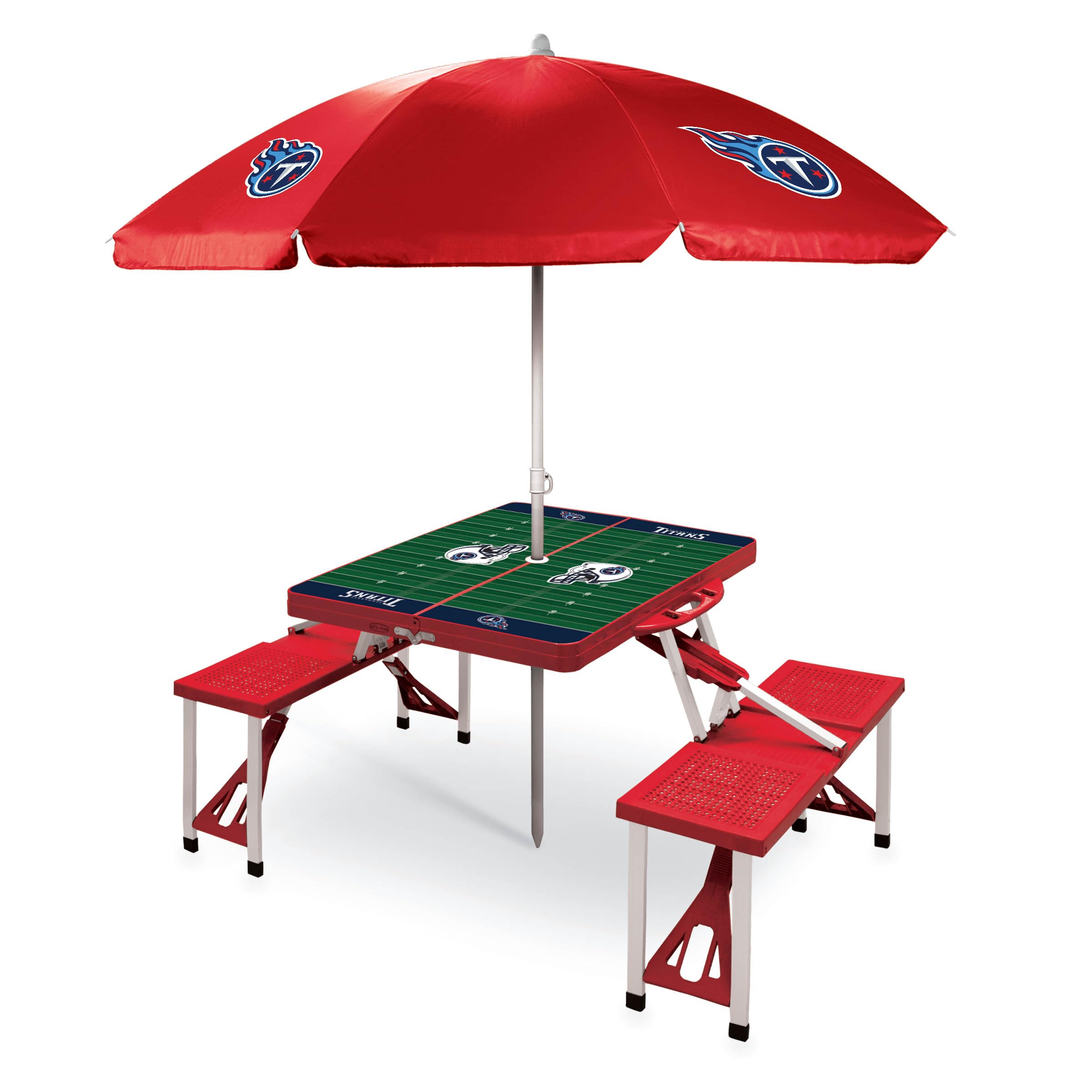 PICNIC TIME NFL Portable Folding Picnic Table with Seats and Umbrella - Perfect for Tailgating, Camping, Beach & Outdoor Parties