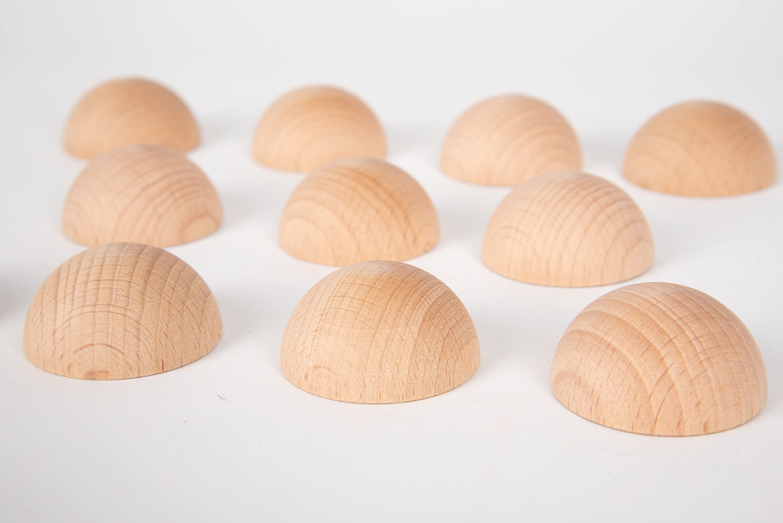 TickiT 73883 Natural Wooden Semispheres - 10-Piece Set for Heuristic Play, Sensory Exploration & Early Learning | Perfect for Montessori, Daycare & Home Education Activities