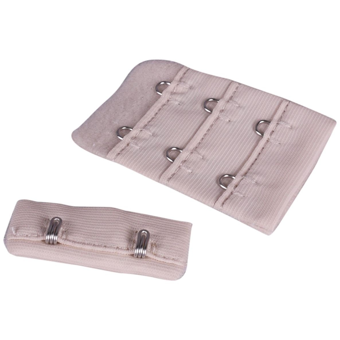 Porcelynne Beige Nude Bra Hook and Eye Replacement Closure with Silver Hardware - 2 Rows - 1.5 Inch Wide - 1 Pair - Perfect for Lingerie Repair & DIY Bra Making Projects