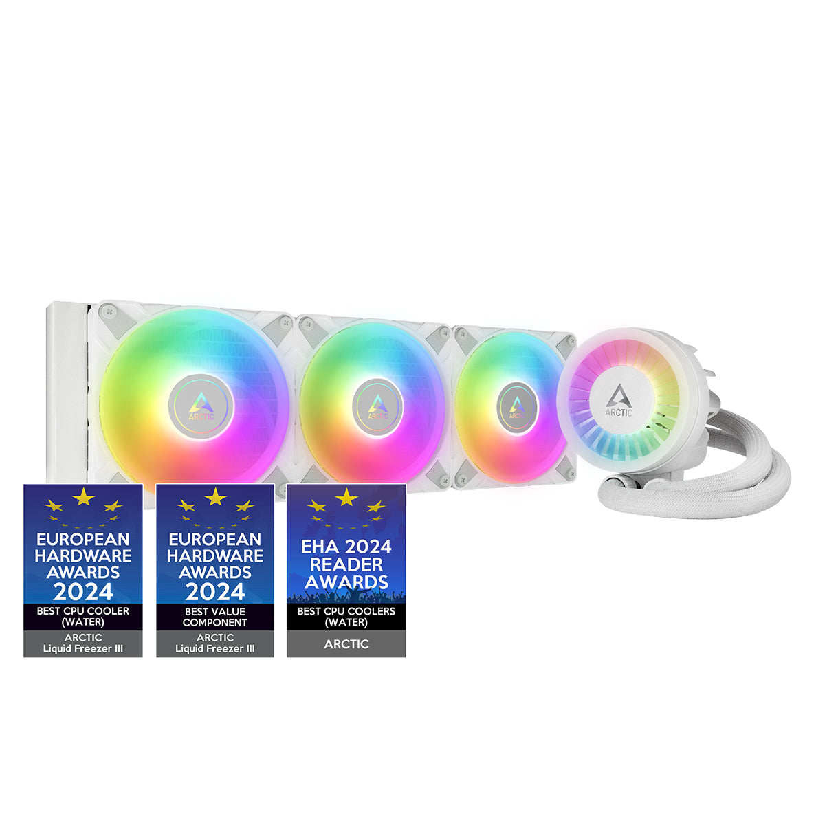 Arctic Liquid Freezer III 360 A-RGB AIO CPU Liquid Cooler - White | High-Performance Cooling for Gaming PCs & Workstations | Perfect for Overclocking & Silent Operation