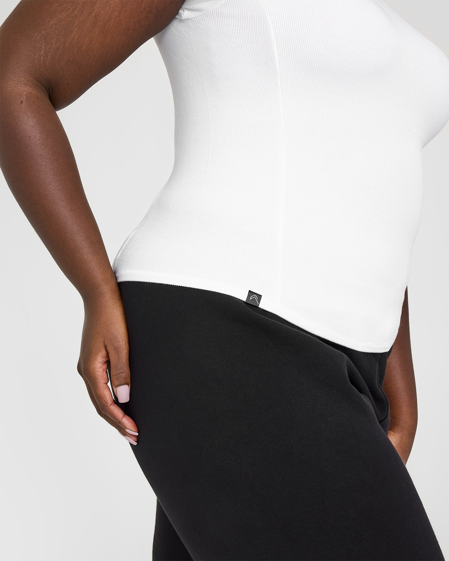 Mellow™ Rib Mock Neck T-Shirt for Women - Soft & Comfortable White Tee - Perfect for Casual Wear, Layering & Everyday Outfits