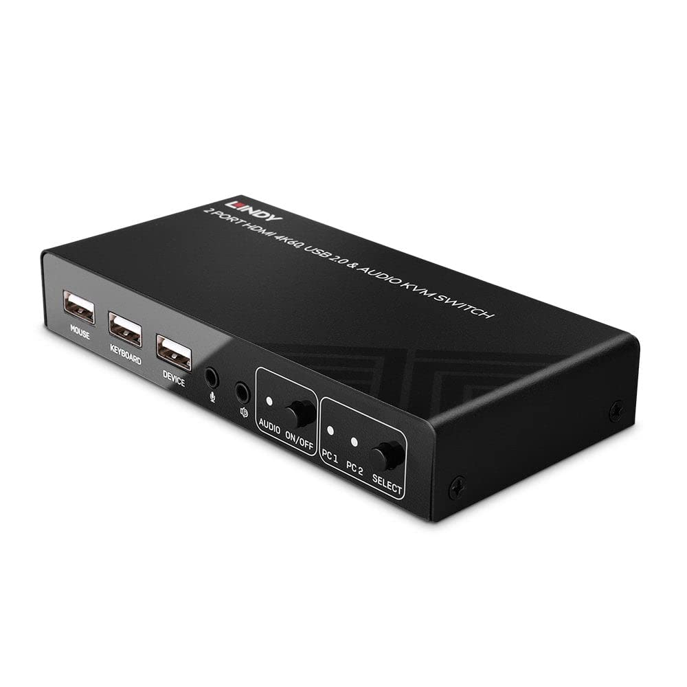 4K60Hz HDMI Switch with USB 2.0 & 2-Port Audio Output - 4K Ultra HD Video Switcher for Home Theater, Gaming & Office Setup - LINDY Premium Quality