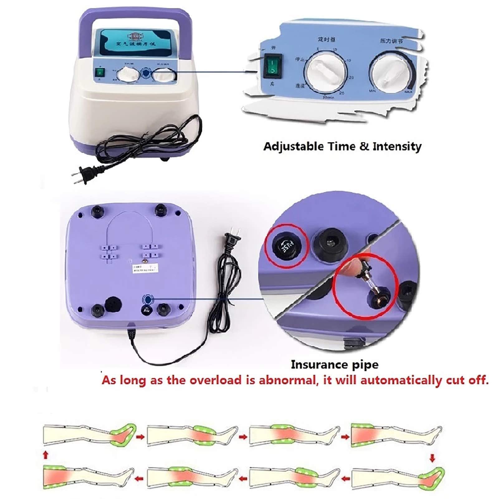Air Compression Leg Massager for Feet, Waist, Calf & Arm - Electric Pressotherapy Full Body Massage Device for Pain Relief, Circulation & Relaxation at Home or Office