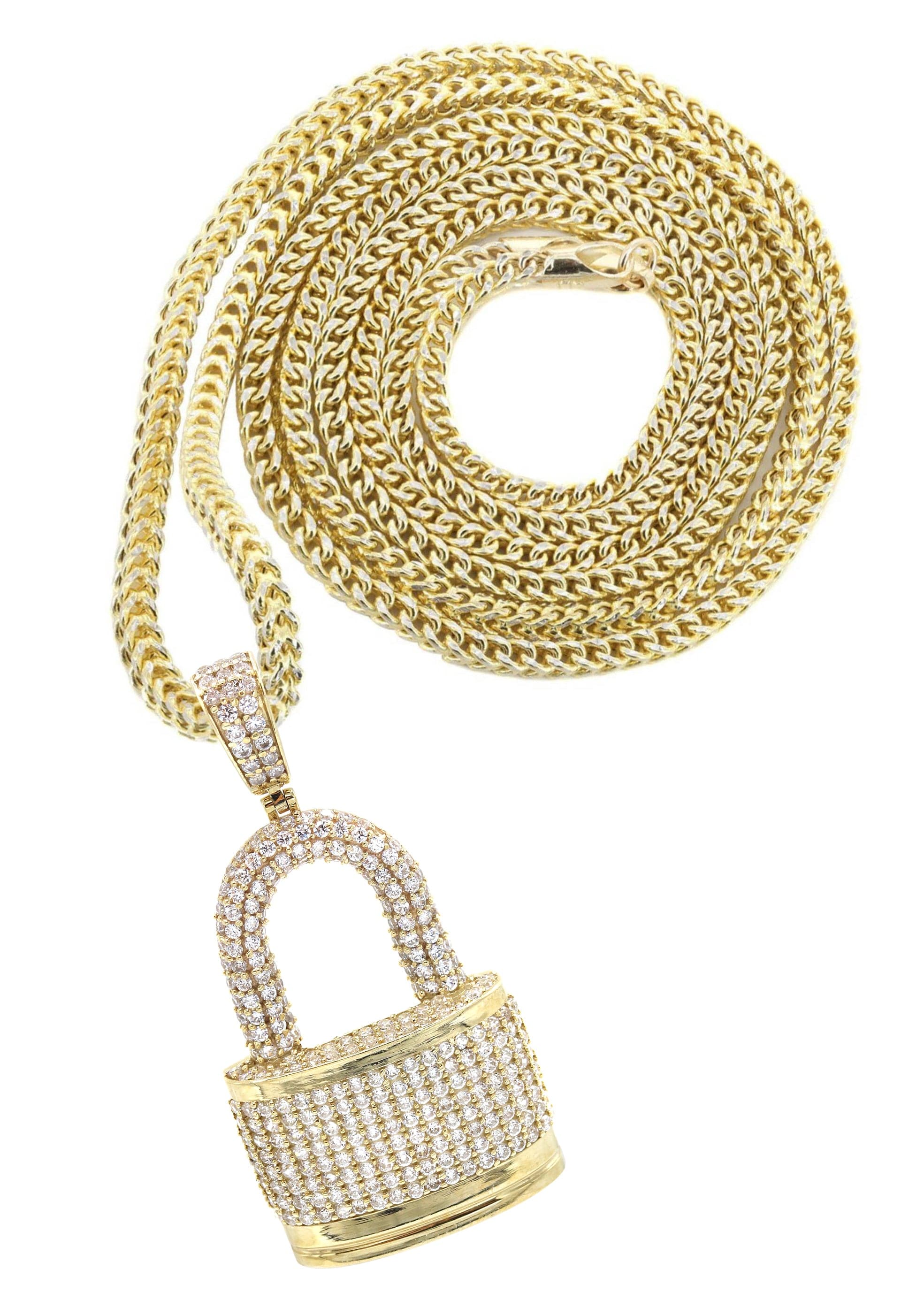 10K Yellow Gold Lock Necklace for Women - 17 Grams Solid Gold Pendant with 18
