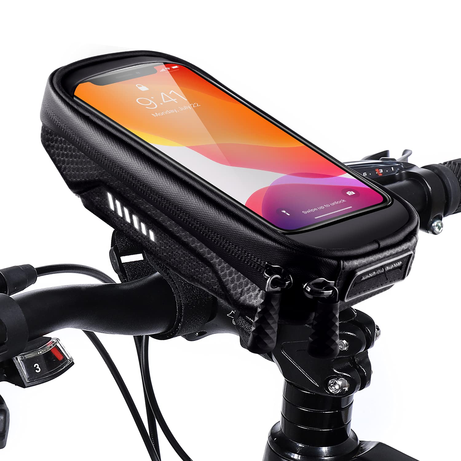 HUANLANG Waterproof Bike Phone Mount Holder - Universal Handlebar & Top Tube Bracket for Smartphones Under 6.7 Inches | Touchscreen Compatible | Ideal for Cycling, Commuting & Outdoor Adventures