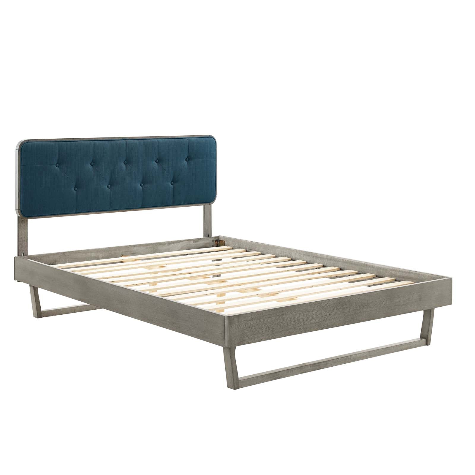 Bridgette Wood Platform Bed with Angular Frame - Modern Solid Wood Bed Frame for Bedroom, Living Room & Guest Room