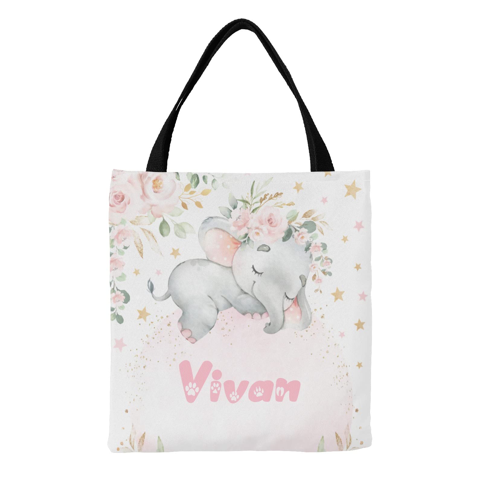 Eco-Friendly Elephant Floral Canvas Tote Bag for Women - Reusable Casual Shoulder Bag for Shopping, Travel & Bridesmaid Gifts | Perfect for Beach Outings, Grocery Trips & Daily Commute