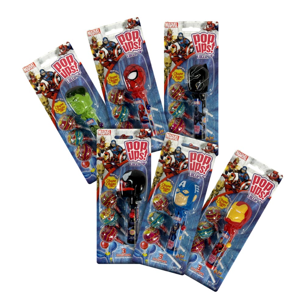 Flix Candy Pop Up Avengers Blister Card | 1.26oz, 6 Count Box - Perfect for Halloween Treats, Birthday Party Favors & Superhero-Themed Events