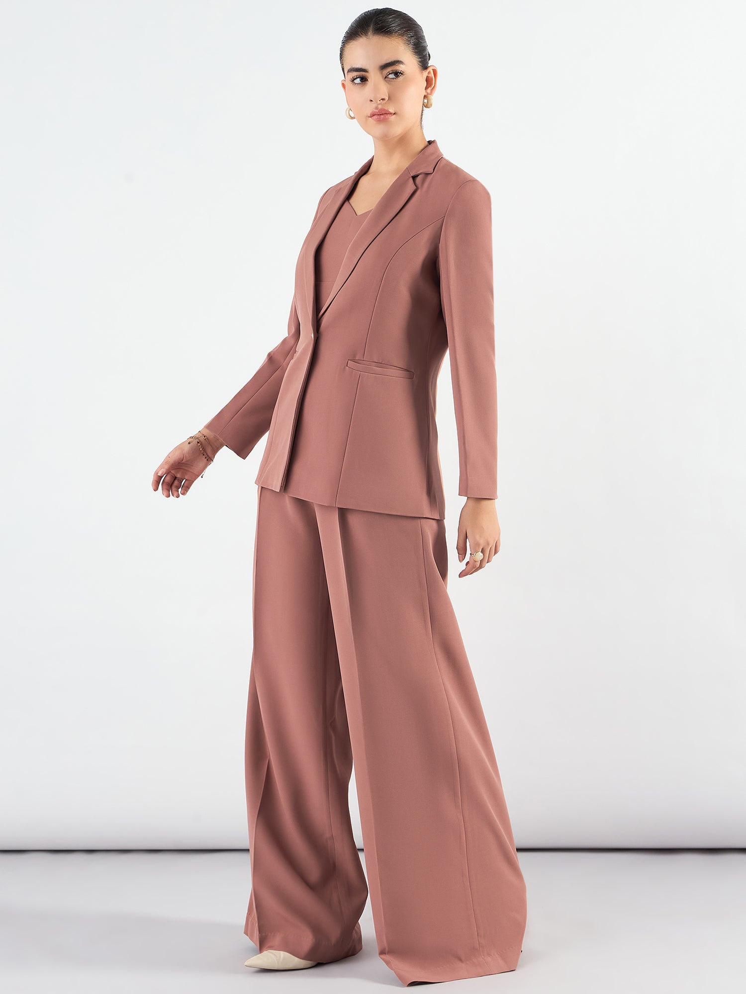 Dusty Peach Classic 3-Piece Stretch Suit for Men | Comfortable Business & Wedding Attire | Office, Formal Events & Special Occasions
