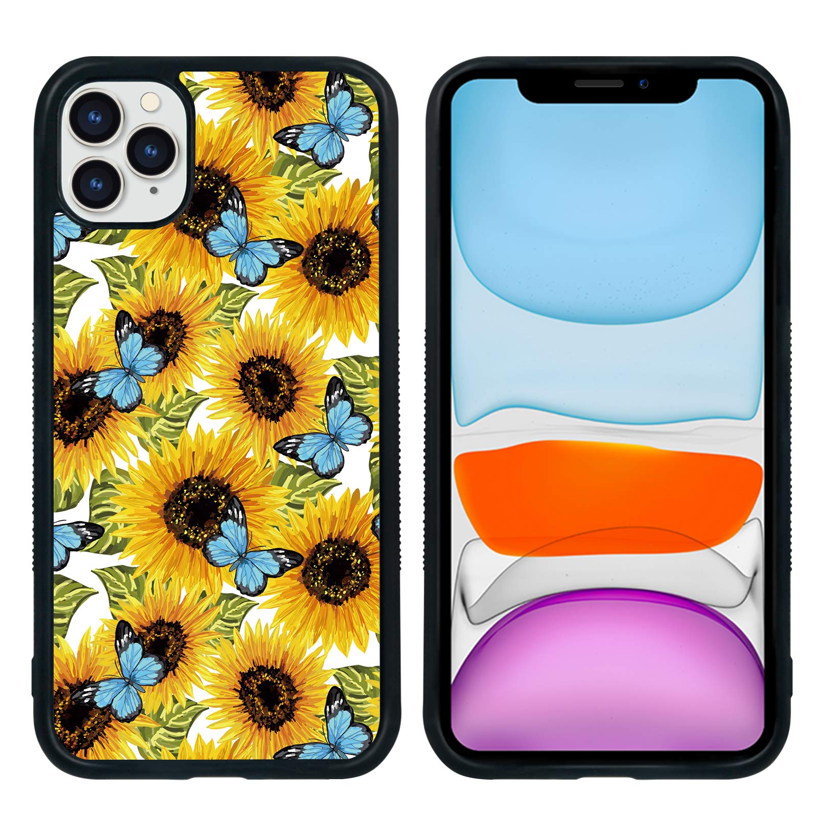 Shockproof Cute Blue Butterfly Flower Phone Case for iPhone 11 Pro Max 6.5 Inch - Protective Durable Cover for Women Men Boys Girls Kids - Perfect for Daily Use, Outdoor Activities & Gift Giving