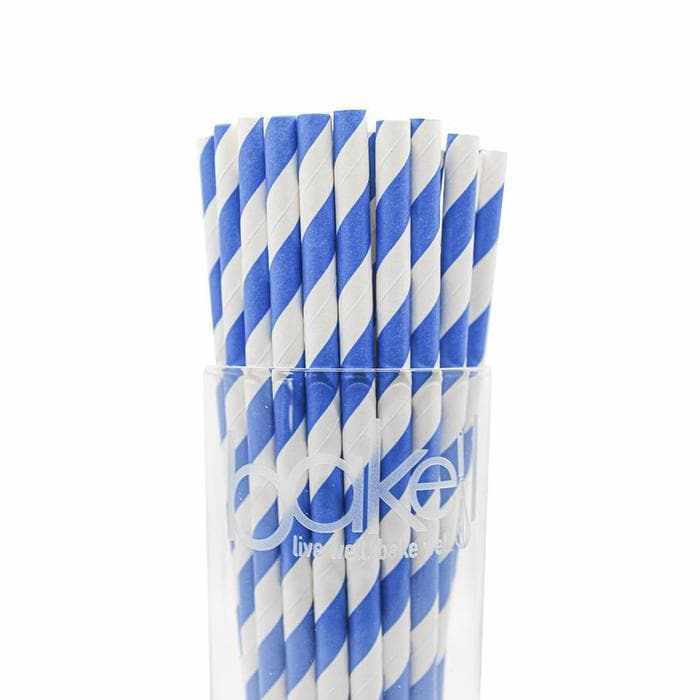 Blue and White Candy Cane Stripe Cake Pop Party Straws - Bulk Pack (50/100/200 Count) | Perfect for Christmas Parties, Birthday Celebrations & DIY Dessert Decorations