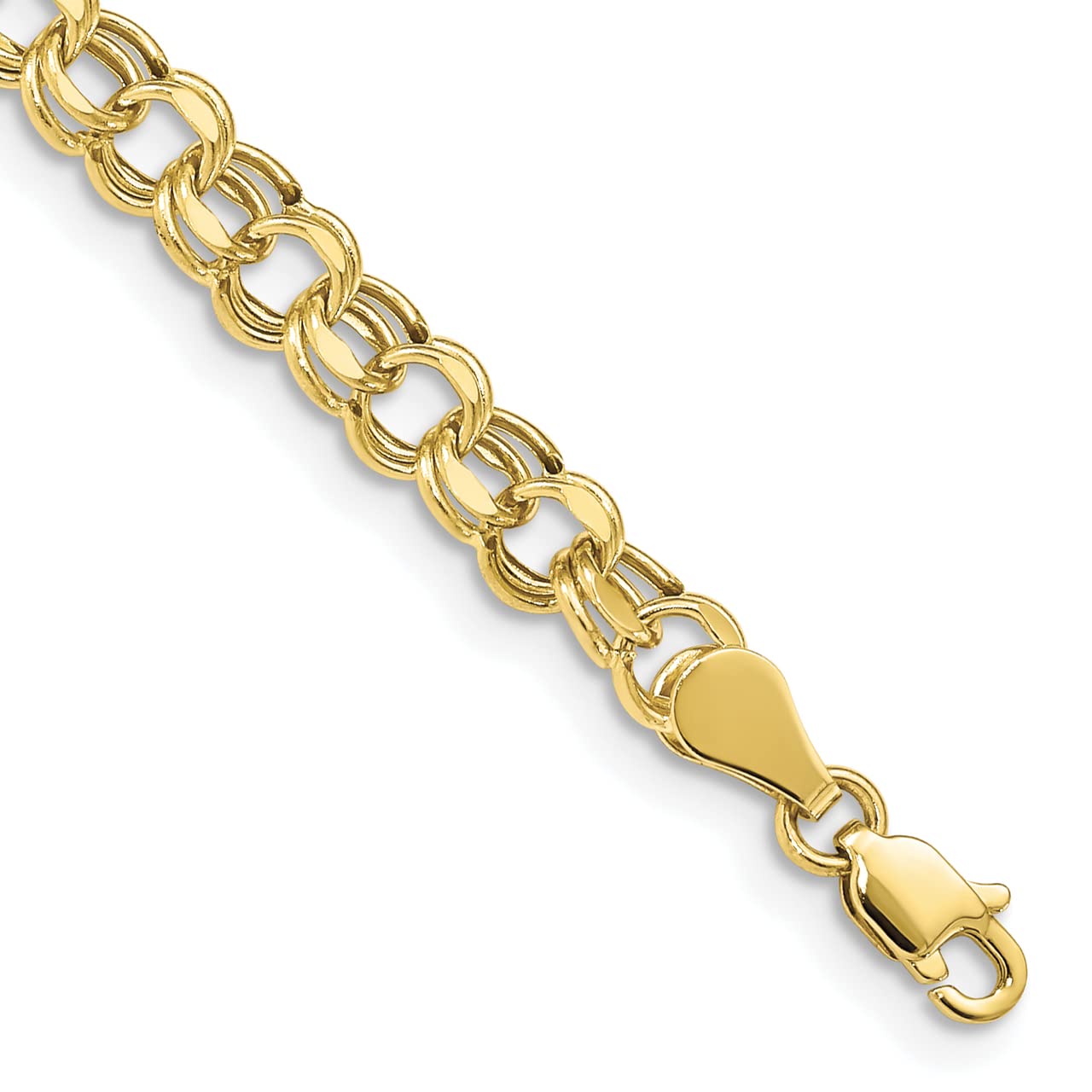 Lex & Lu 10k Yellow Gold Lite 5mm Double Link Charm Bracelet for Women - Elegant Layered Jewelry Gift for Birthday, Anniversary & Special Occasions