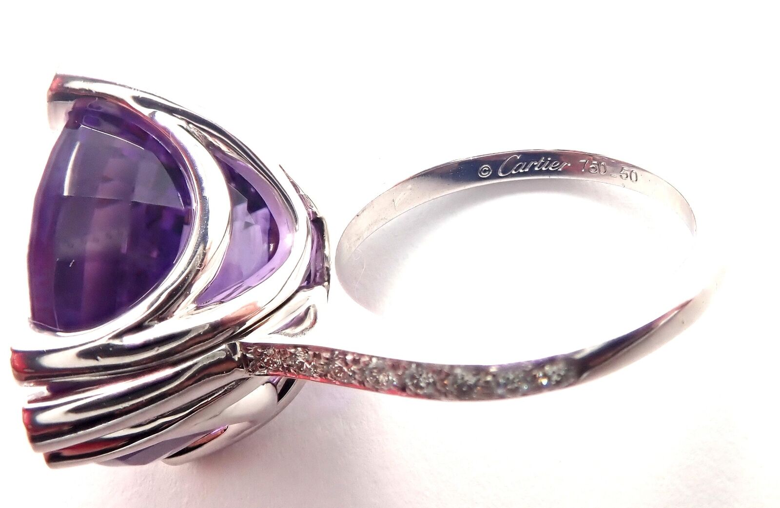 Authentic Cartier Inde Mysterieuse 18k White Gold Diamond & Amethyst Ring | Luxury Jewelry for Women | Perfect for Weddings, Anniversaries & Special Occasions