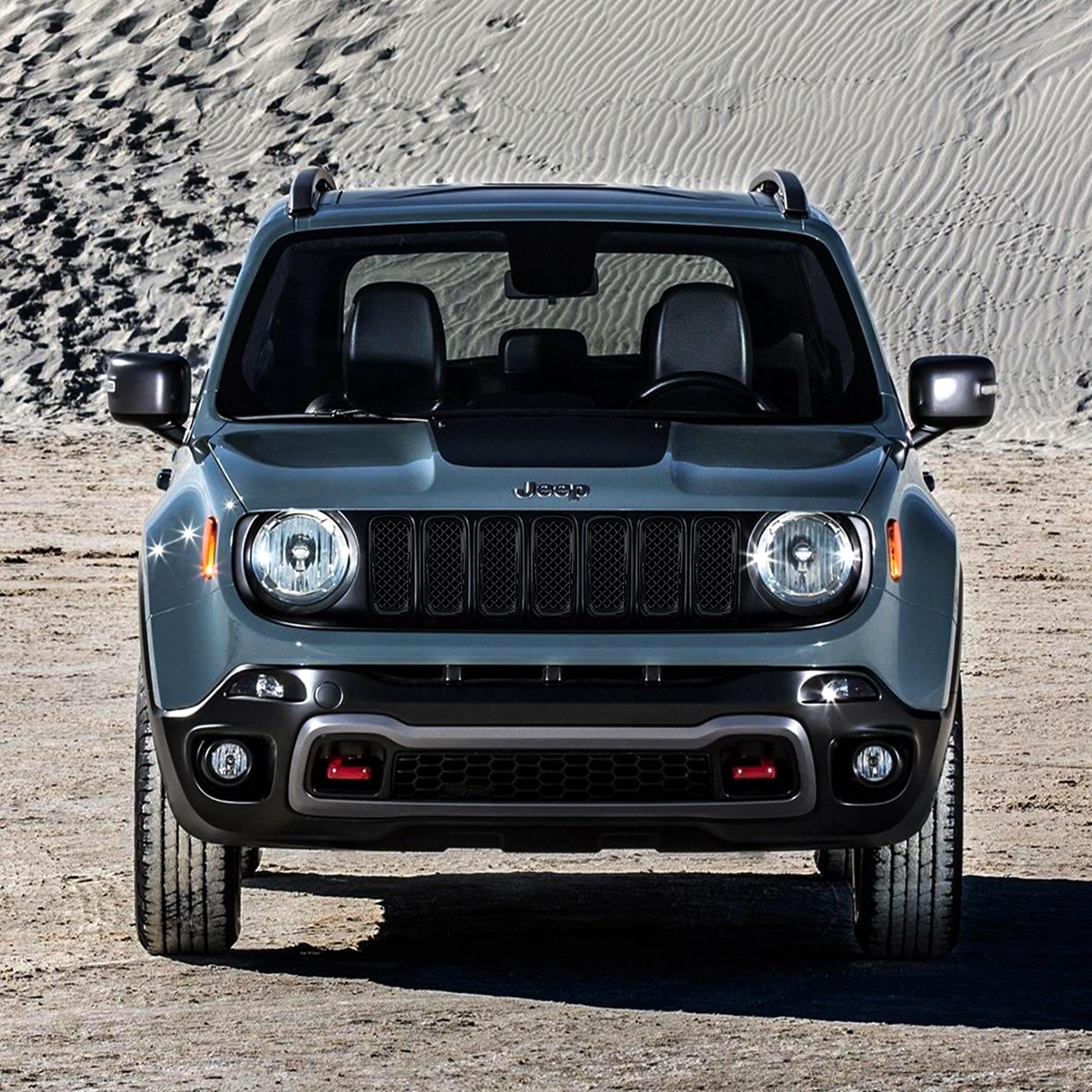 Black Chrome Delete Front Grille Overlay for 2015-2019 Jeep Renegade Sport/Limited/Latitude - Easy No-Tool Installation with Secure Adhesive Tape | US Patented | Upgrade Your Jeep's Style for Off-Road & Urban Driving