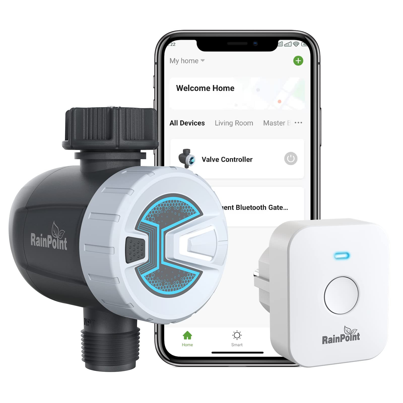 RAINPOINT Smart WiFi Sprinkler Timer & Irrigation Controller - Automatic Watering System with App Control, Flexible Scheduling, Wi-Fi Hub - Perfect for Lawn, Garden, and Outdoor Plant Care